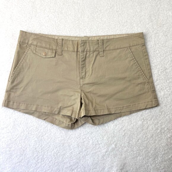 Billabong Y2K Vintage Micro Short Tan Khaki Brown Low Rise 7 - Picture 1 of 5